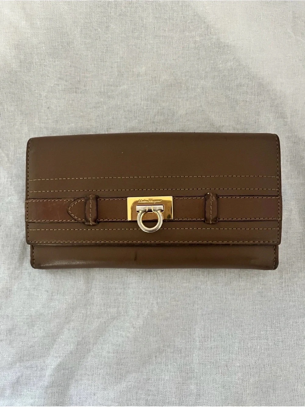 Salvatore Ferragamo Brown Leather Continental Wallet